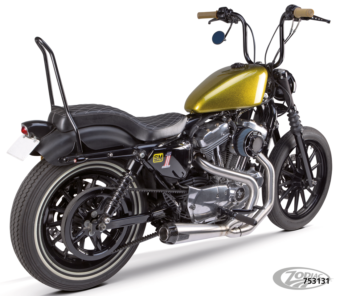 TBR 2-Into-1 Exhaust System Competition-S Muffler With Carbon Fiber End Cap in Raw Finish For 2004-2013 XL Sportster Models (005-4110199)