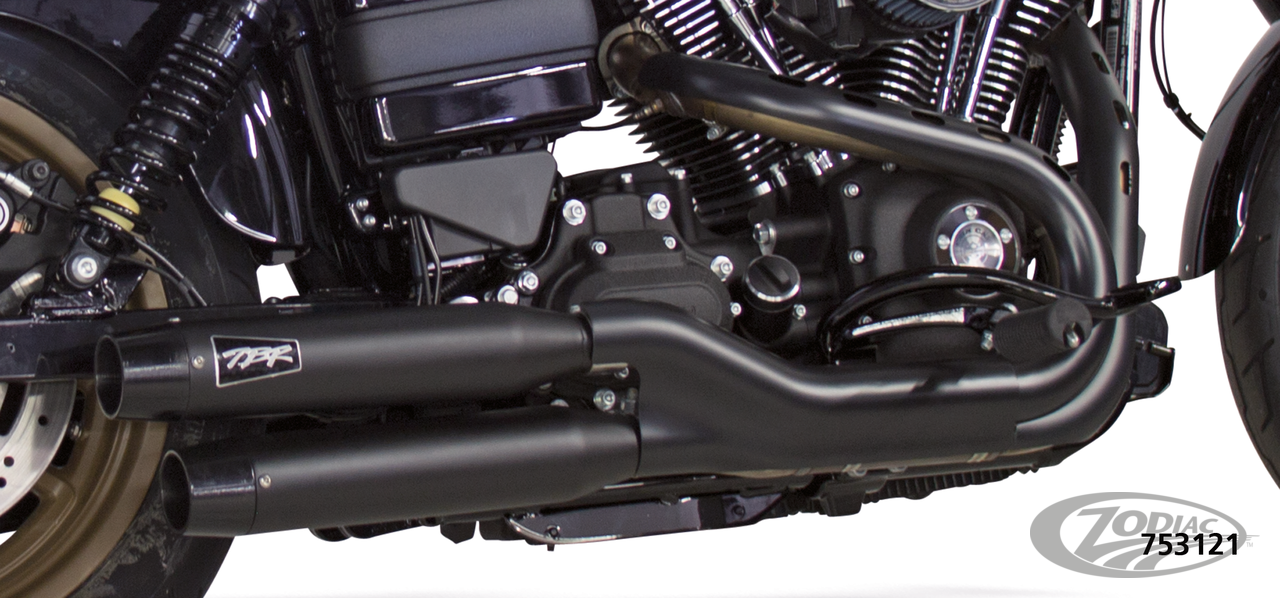 Two Brothers Racing Shorty 3 Inch Slip-ons In Black With Black End Caps For 1991-2017 Dyna Models (005-4710499D-B)