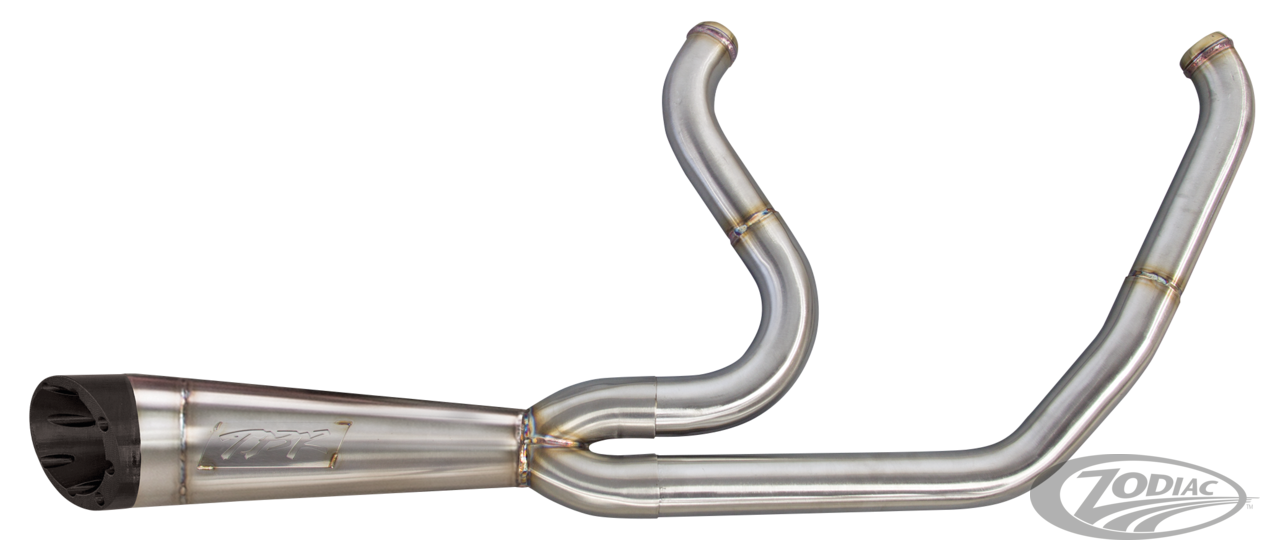 Two Brothers Racing 2-Into-1 Shorty Racing Exhaust in Raw Finish For 2018-2023 Softail Sport Glide, Heritage & Low Rider ST Models (005-5120199-SG)