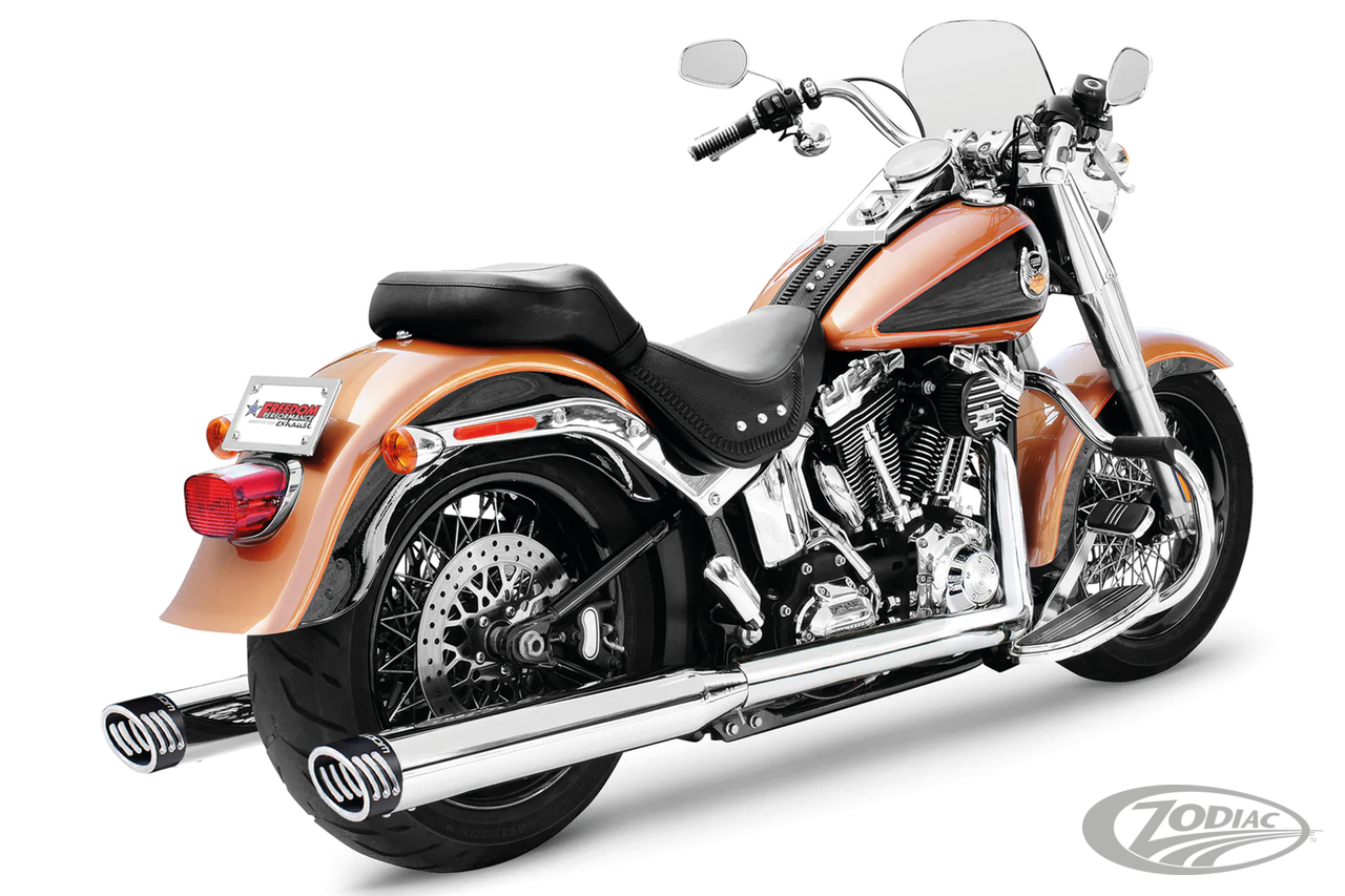 Freedom Performance Exhaust 1986-2006 Softailrace Version, Chrome With Black Sculpted Tips (735663)