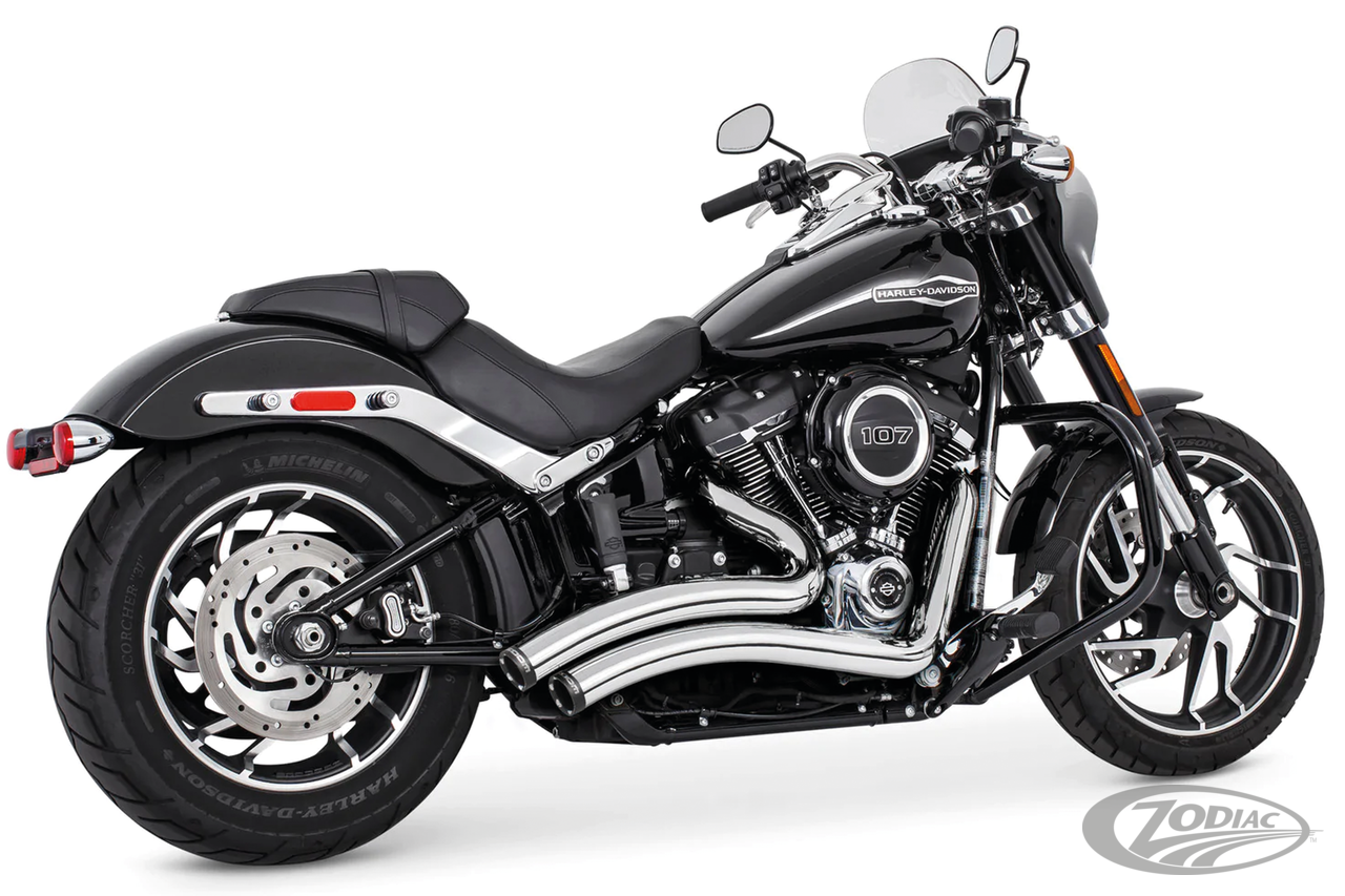 Freedom Performance Exhaust 1986-2017 Softail FLS, FLSS, FLST, FLSTC, FLSTF, FLSTFB, FLSTN, FLSTS, FLSTSB, FLSTB, FLSTS, FLSTSB, FLSTSC, FXS, FXST, FXSTB, FXSTC, FXSTD, FXSTS, FXSTSB & 2007-2008 Fxstsse, Chrome With Black Sculpted Straight Star Tips (78
