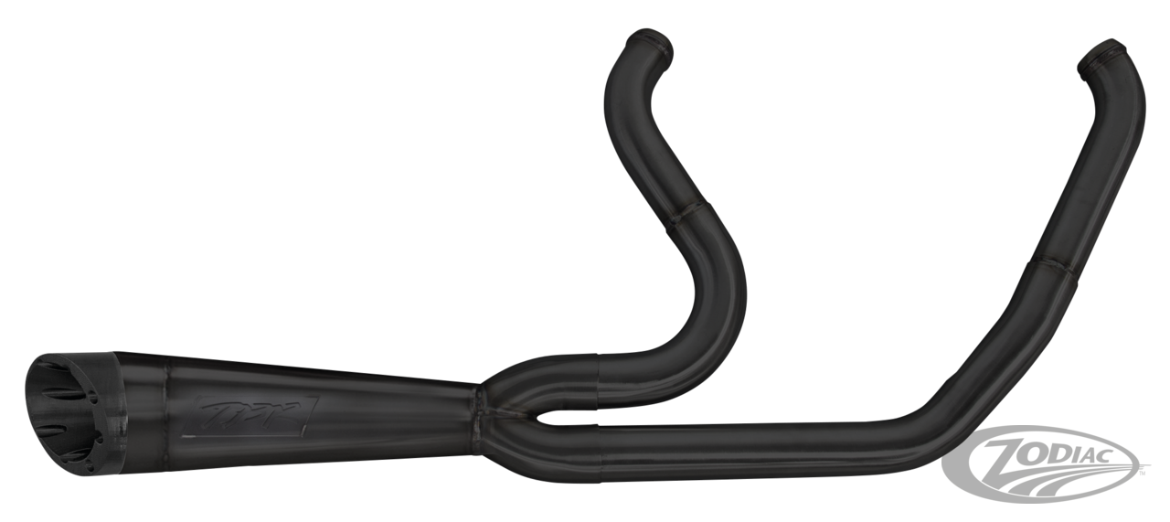 Two Brothers Racing 2-1 Shorty Exhaust In Black With Black Slash Endcap For 1995-2016 Touring Models (005-4950199-B)