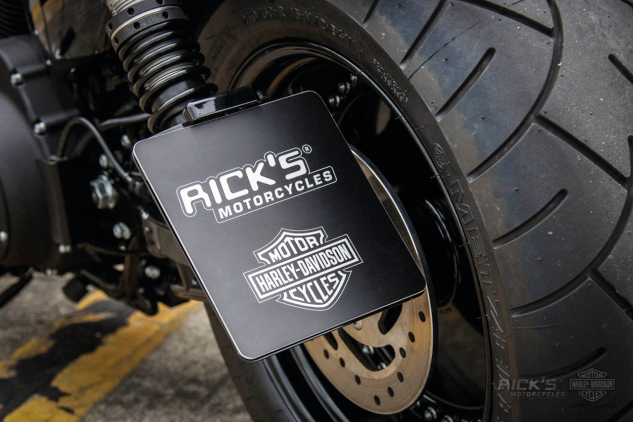 Rick's Motorcycles license plate holder kit with plate black