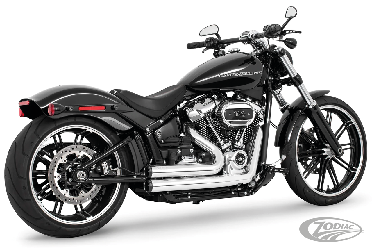 Freedom Performance Exhaust 2018 To Present Softailrace Versionrequires Adapters When Installed On FLHC & FLHCS HERITAGE, FLI Hydra-glide REVIVAL, FLSB Sport Glide And FXLRST Low Rider ST Models With Saddlebag Supports, Chrome With Black Sculpted Tips (