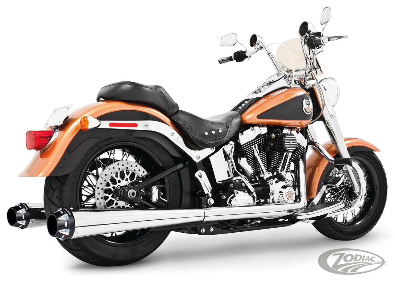 Freedom Performance Exhaust 1986-2006 Softailrace Version, Chrome With Black Sculpted Tips (735637)