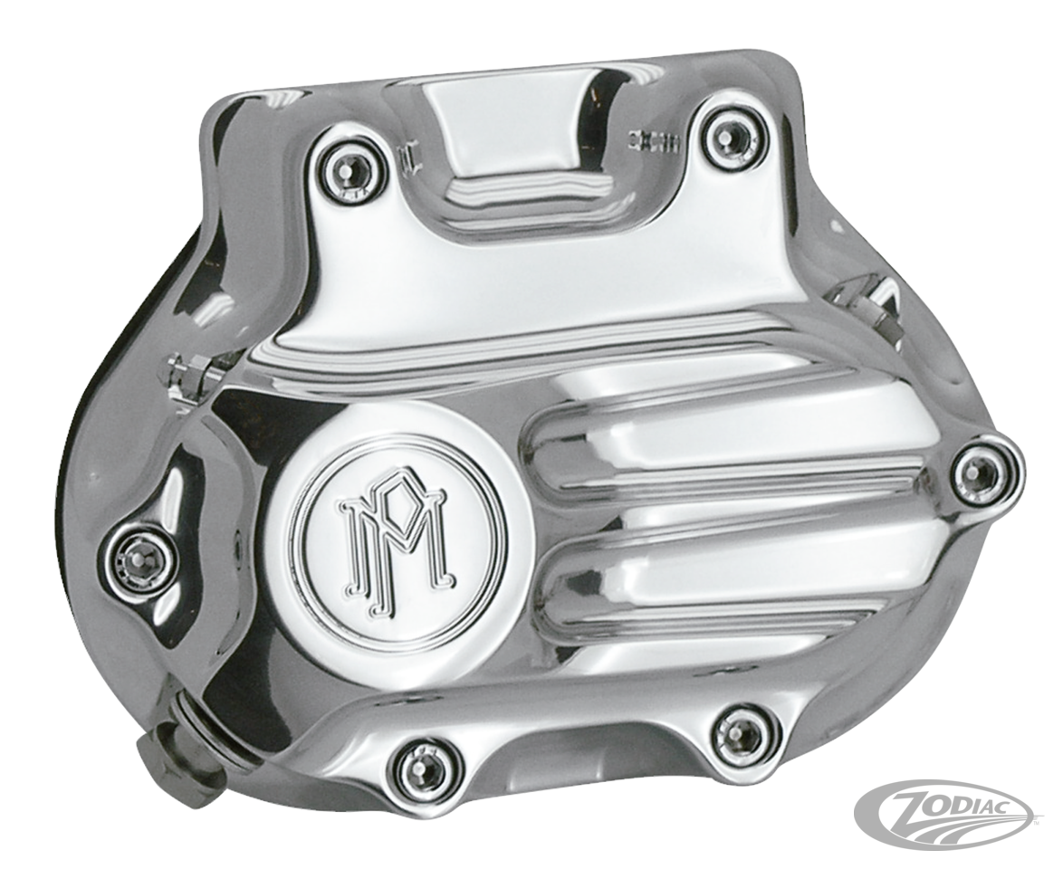 Performance Machine Scallop 5 Speed Hydraulic Clutch Transmission End Cover in Black Ops Finish For 1987-2006 Softail, 1987-2006 FLT, 1991-2005 Dyna Models (0066-2029-SMB)