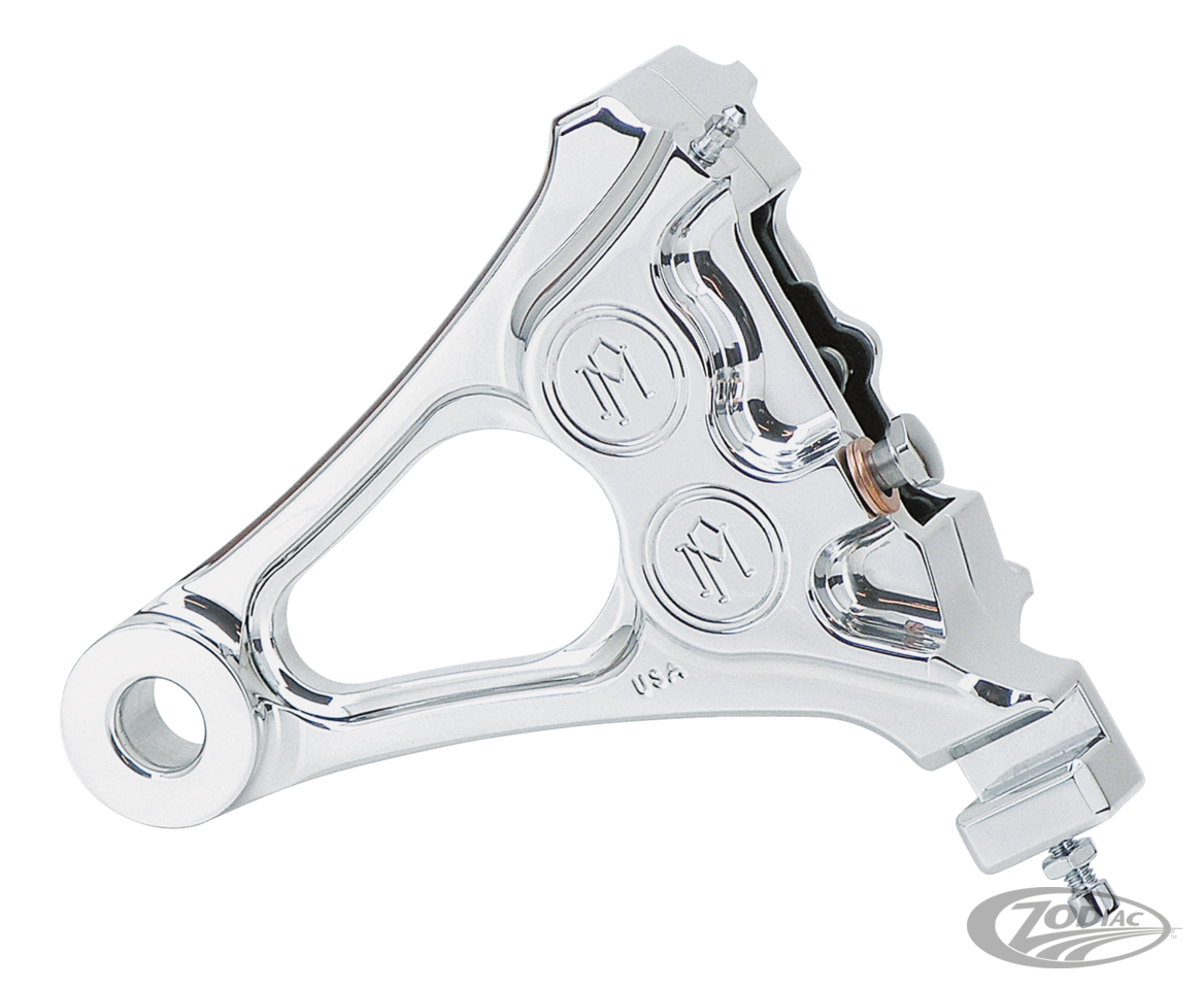 Performance Machine Rear 4 Piston Caliper & Bracket in Contrast Cut Finish For 2006-2007 Softail (With 200mm 17 Inch Tire) Models (1294-0077-BM)